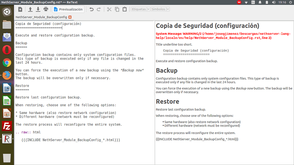 Structure .rst file (Help Files) / La Estructura de los archivo .rst