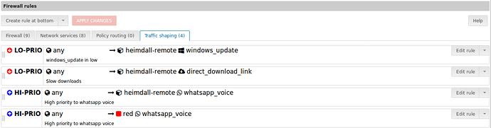 Firewall Rules Traffic shaping