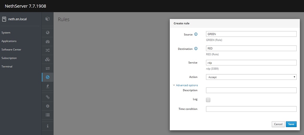 Firewall blocks rdp - Support - NethServer Community