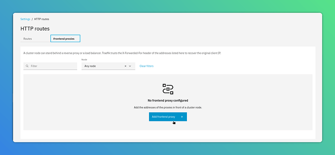 New Frontend proxies tab