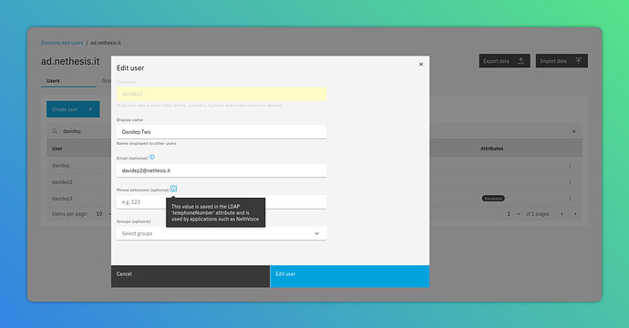 Cluster-admin - phone extension field
