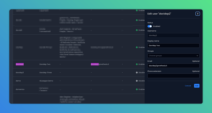 User-portal - phone extension field