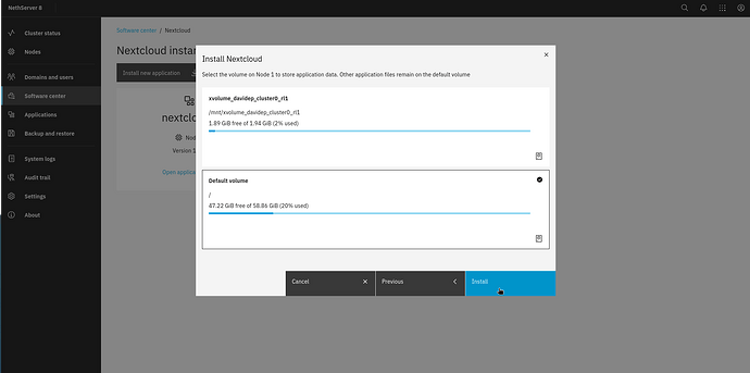 Additional volume selection
