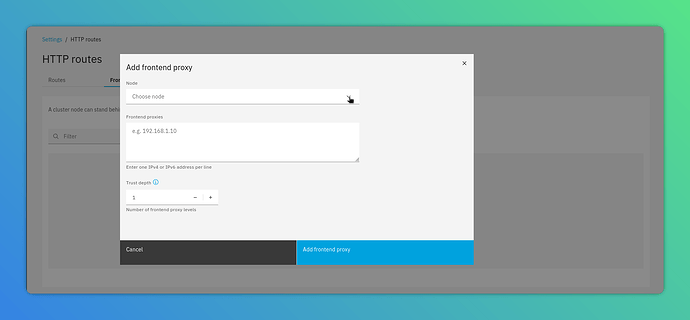 Frontend proxy settings