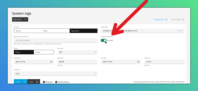 Enable regexp search