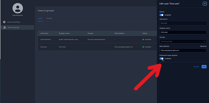 Same switch in user portal