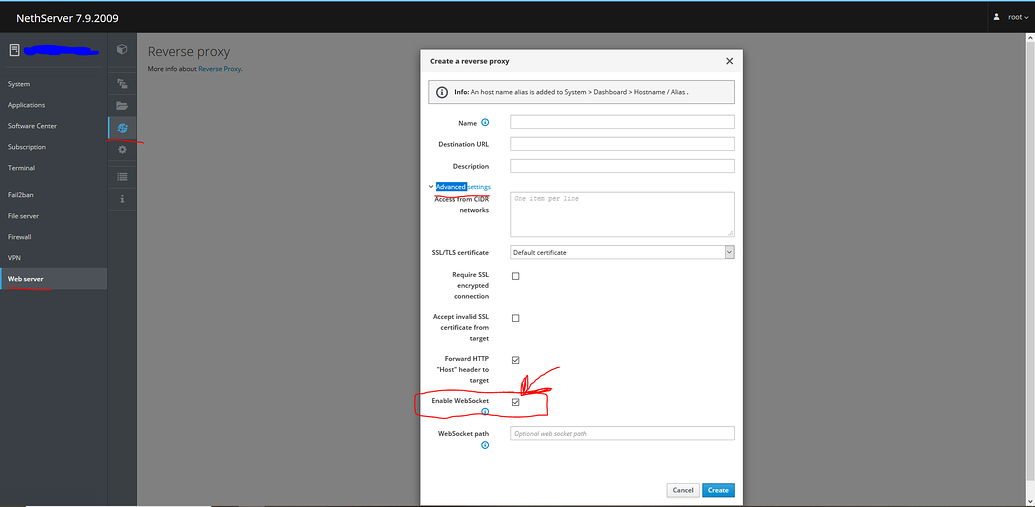 Websock and reverse proxy - Support - NethServer Community