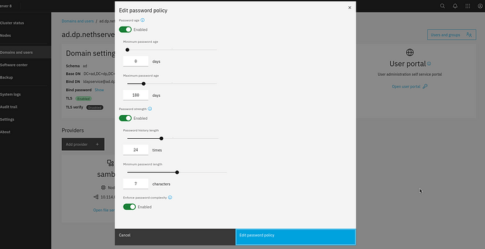 Edit password age policy